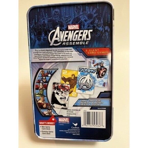 Marvel Avengers Giant 4"x6" Card Games War and Rummy In Nice Tin Box Ages 5+ - Picture 2 of 6